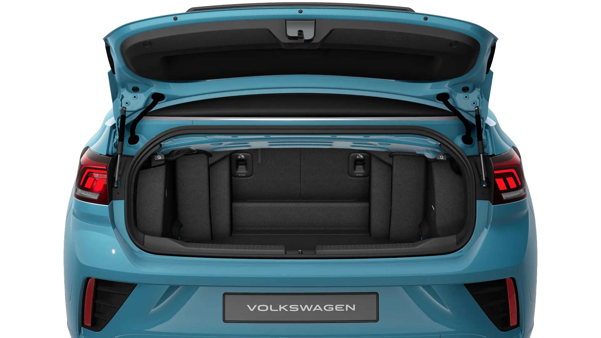 Zu sehen ist der Kofferraum des VW T-Roc Cabrio R-Line